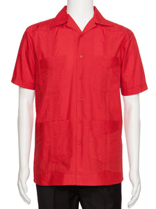 Mens Short Sleeve Cotton blend Guayabera Shirt