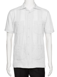 Mens Short Sleeve Cotton blend Guayabera Shirt