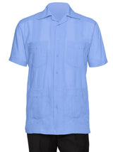 Mens Short Sleeve Cotton blend Guayabera Shirt