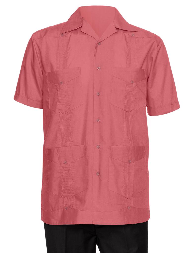 Mens Short Sleeve Cotton blend Guayabera Shirt