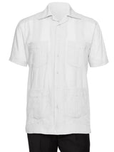 Mens Short Sleeve Cotton blend Guayabera Shirt