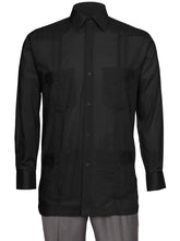 Load image into Gallery viewer, Mens  Long Sleeve Linen Look Guayabera Shirt
