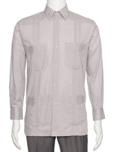 Load image into Gallery viewer, Mens  Long Sleeve Linen Look Guayabera Shirt
