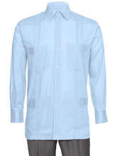 Load image into Gallery viewer, Mens  Long Sleeve Linen Look Guayabera Shirt
