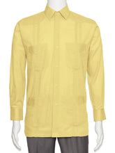 Load image into Gallery viewer, Mens  Long Sleeve Linen Look Guayabera Shirt
