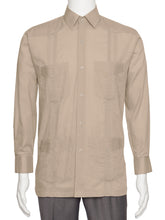 Load image into Gallery viewer, Mens  Long Sleeve Linen Look Guayabera Shirt
