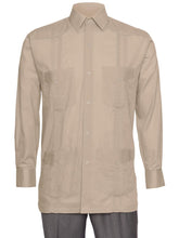 Load image into Gallery viewer, Mens  Long Sleeve Linen Look Guayabera Shirt
