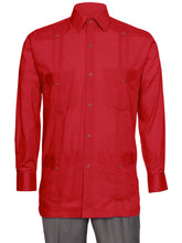 Load image into Gallery viewer, Mens  Long Sleeve Linen Look Guayabera Shirt
