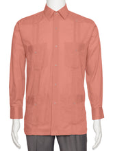 Load image into Gallery viewer, Mens  Long Sleeve Linen Look Guayabera Shirt
