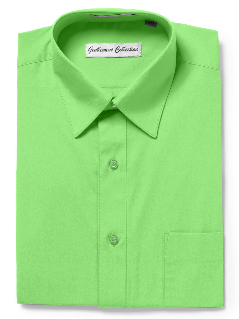 Men's Traditional Fit Lime Green Dress Shirt Short Sleeve