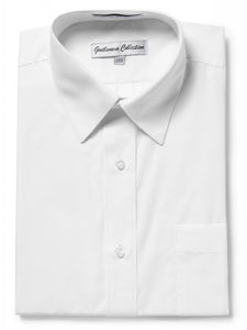 Men's Traditional Fit White Dress Shirt Short Sleeve & Long Sleeve