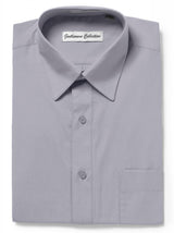 Men's Traditional Fit Light Grey Dress Shirt Short Sleeve