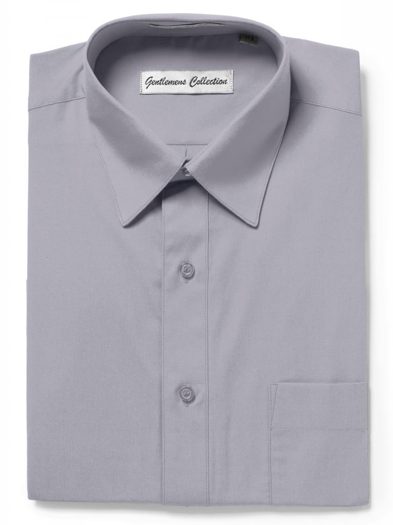 Men's Traditional Fit Light Grey Dress Shirt Short Sleeve