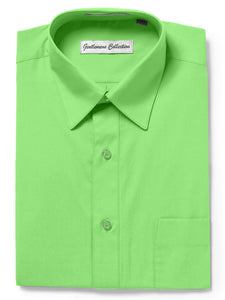 Men's Traditional Fit Lime Green  Dress Shirt Short Sleeve & Long Sleeve