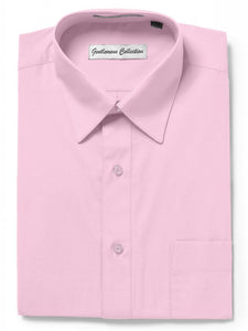 Men's Traditional Fit Pink Dress Shirt Short Sleeve & Long Sleeve