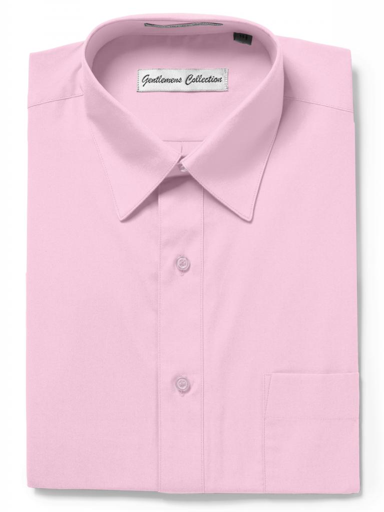 Men's Traditional Fit Pink Dress Shirt Short Sleeve & Long Sleeve