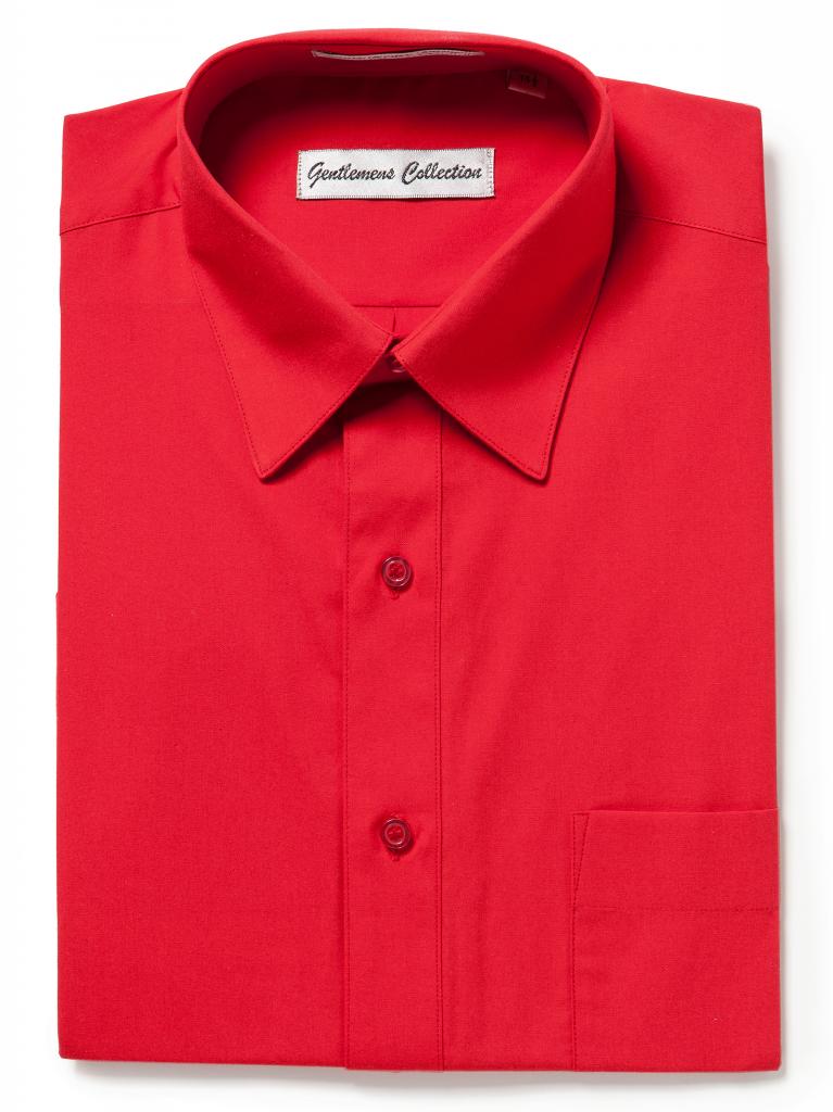 Men's Traditional Fit Red Dress Shirt Short Sleeve & Long Sleeve