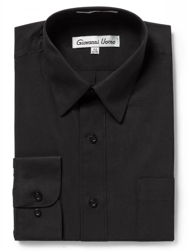 Men's Traditional Fit Black Dress Shirt Short Sleeve