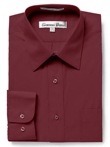 Men's Traditional Fit Burgundy Dress Shirt Short Sleeve & Long sleeve