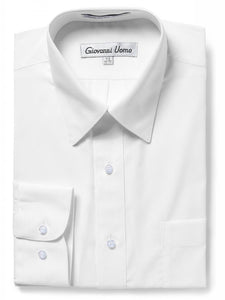 Men's Traditional Fit White Dress Shirt Short Sleeve & Long Sleeve