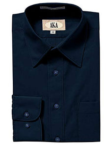 Navy Classic Fit Solid Long Sleeve Dress Shirt