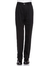 Boys Pleat-Front Traditonal Fit Back Elastic Cotton Twill Pants