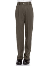 Boys Pleat-Front Traditonal Fit Back Elastic Cotton Twill Pants