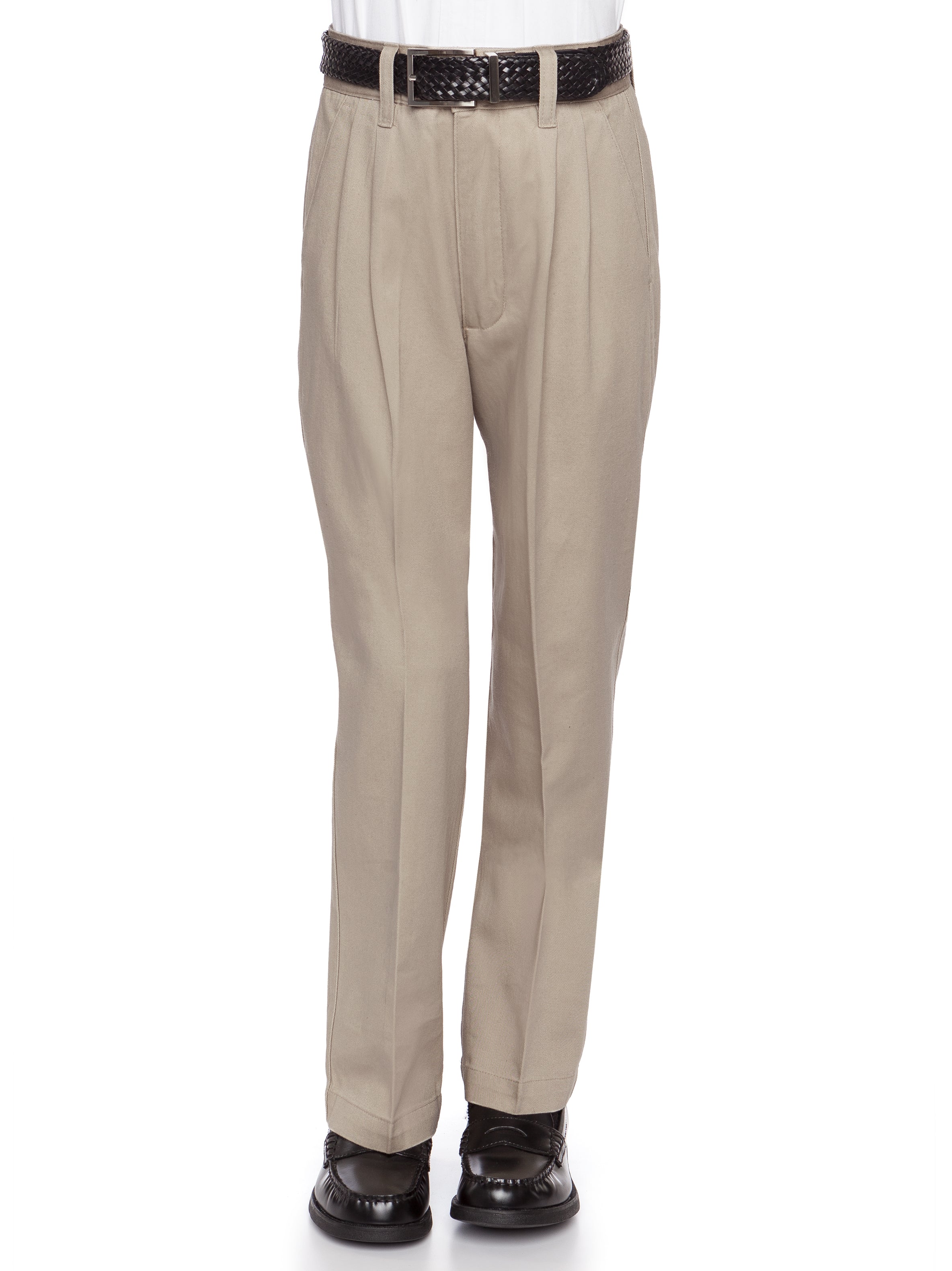Boys Pleat-Front Traditonal Fit Cotton Twill Pants
