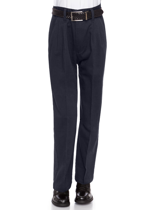 Boys Pleat-Front Traditonal Fit Cotton Twill Pants