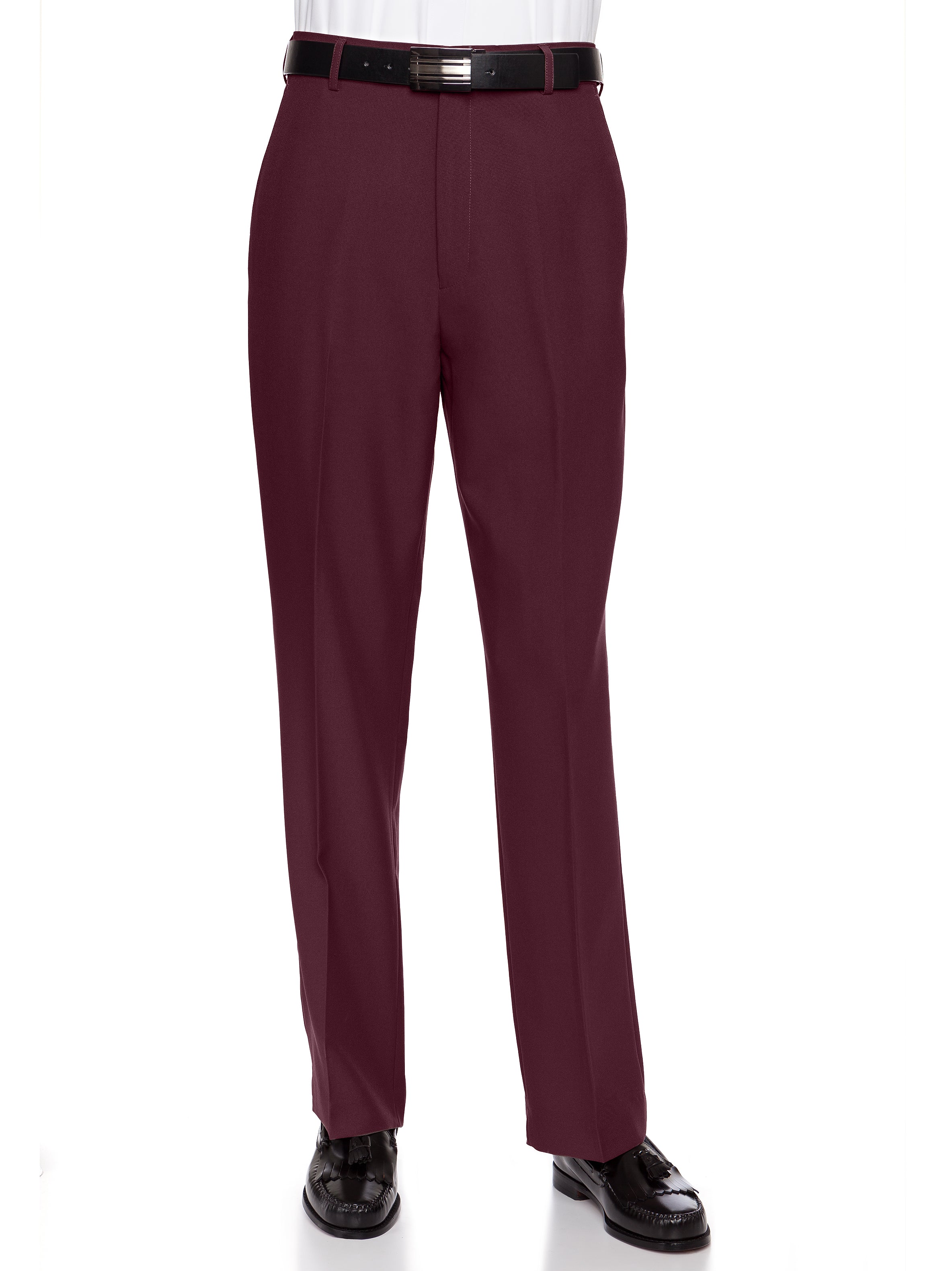 Men's Burgundy Flat Front Dress Pant Modern Fit - Perfect for Every Day!