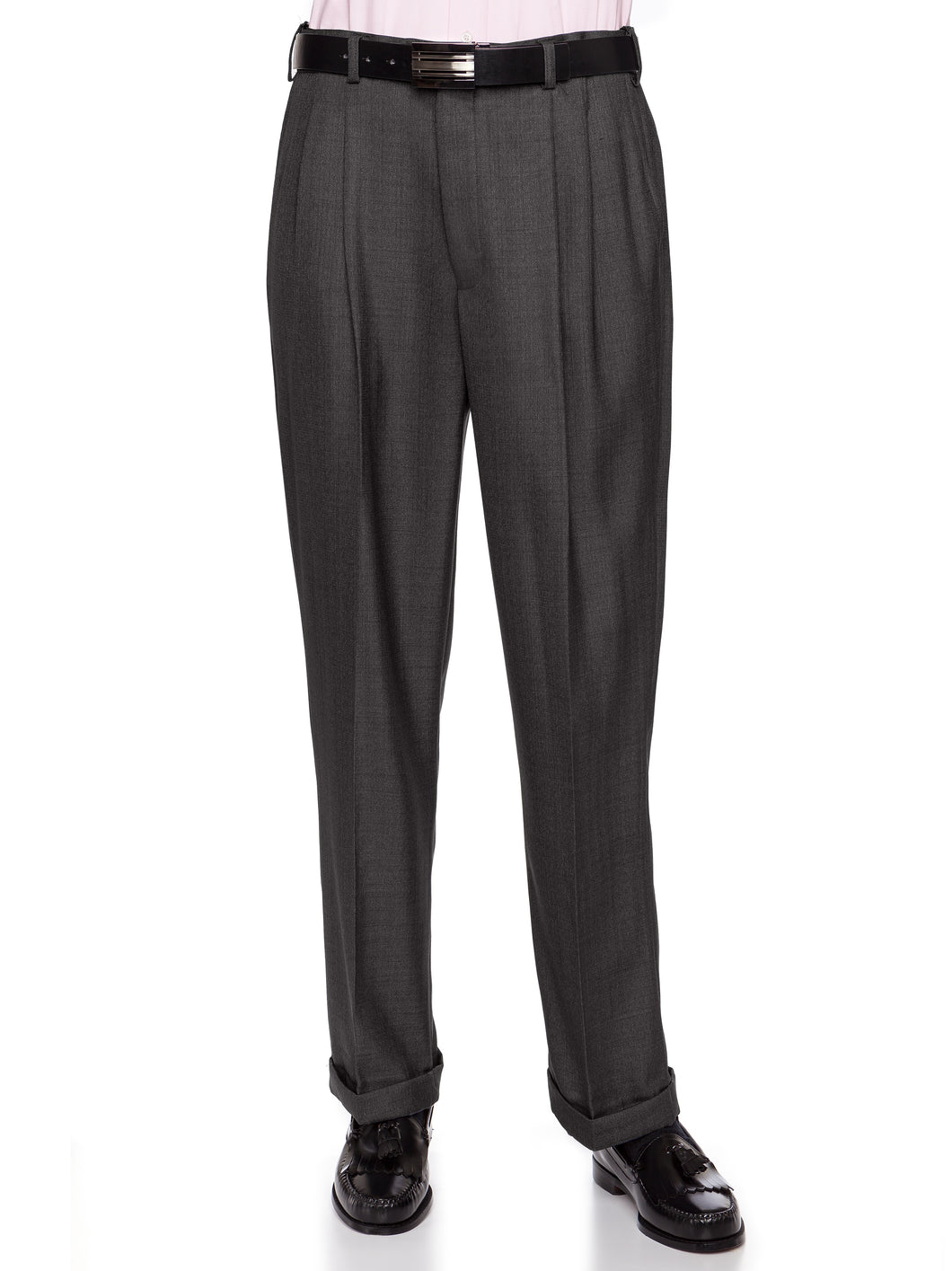 Mens Charcoal Expandable Waist Dress Pants - Pleated Front Great Large Sizes