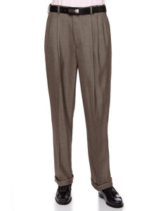 Mens Taupe Expandable Waist Dress Pants - Pleated Front Large Sizes