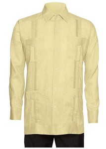 Mens Long Sleeve 100% Linen Guayabera Shirt