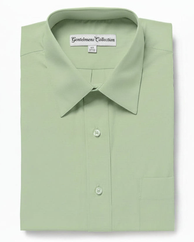 Men's Traditional Fit Mint Green Dress Shirt Short Sleeve