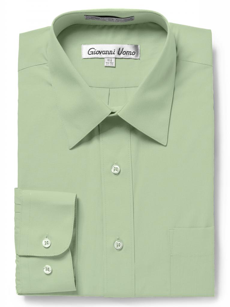 Men's Traditional Fit mint Green Dress Shirt Short Sleeve