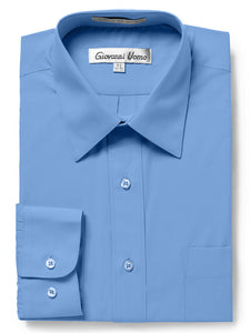 Men's Traditional Fit Sea Blue Dress Shirt Short Sleeve & Long Sleeve